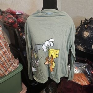 Playful Cartoon Graphic Long Sleeve Crop Top